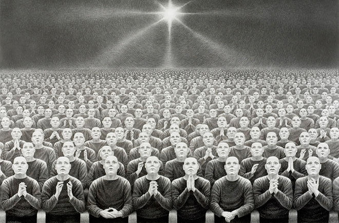 Laurie Lipton - Delusion Dwellers, 2011 Charcoal & Pencil On Paper