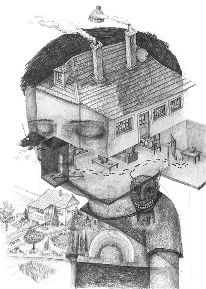 House Pencil on paper 50 x 70 cm