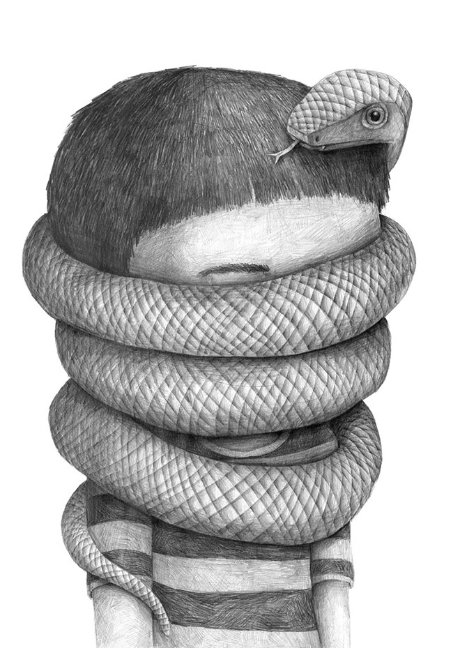 Snake Pencil on paper 50 x 70 cm