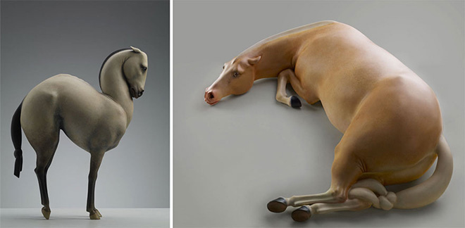Horse Play N.1 - N.2, surreal Animal Sculptures
