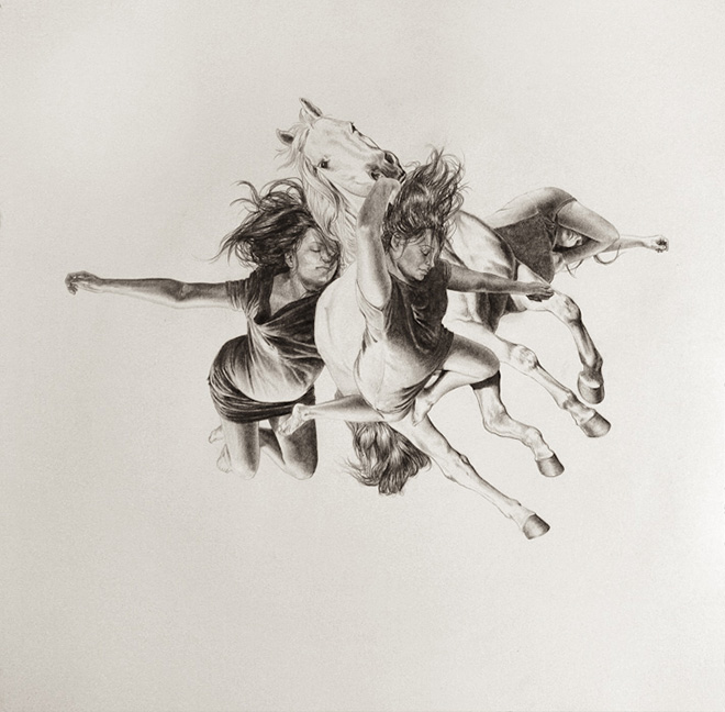 Leah Yerpe - Riannon, 16 X 16 Inches Graphite and Ink On Paper, 2011