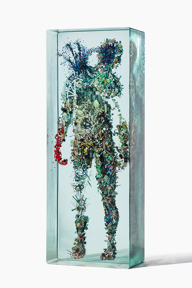 Psychogeography 45 - 2014, Glass, collage, acrylic.