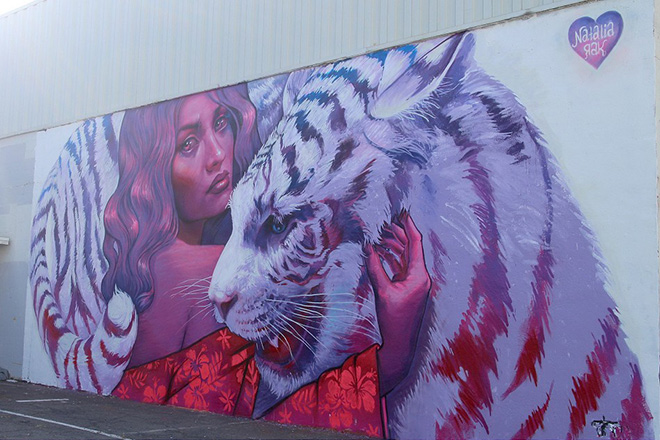 Natalia Rak murales - Pow Pow Hawaii street art festival