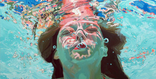 Samantha French - Aqua Sunrise 48x54", Oil on canvas, 2013