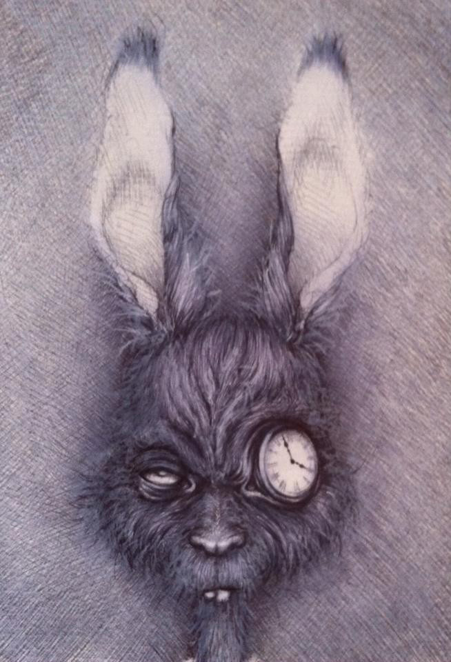 Vavje - Alice Is Late I, bic/white pencil on paper