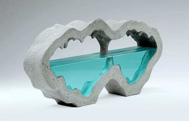 Ben Young - Subterrean III, Laminated clear float glass with cast concrete. H 280 x L 640 x D 96mm.