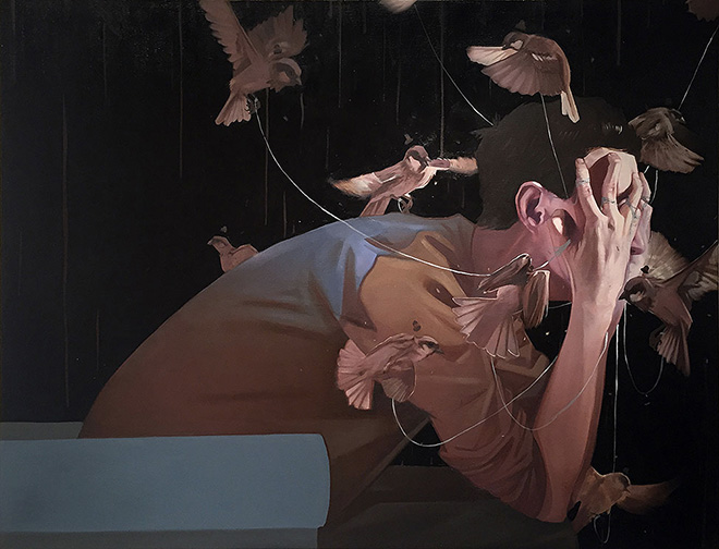 BEZT (Etam Cru) - Memory Strings, 2015. Oil on canvas, 120 × 93 cm