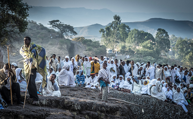 Christopher Roche - Ethiopia, Pilgrims at dawn, Christmas day, Lalibela