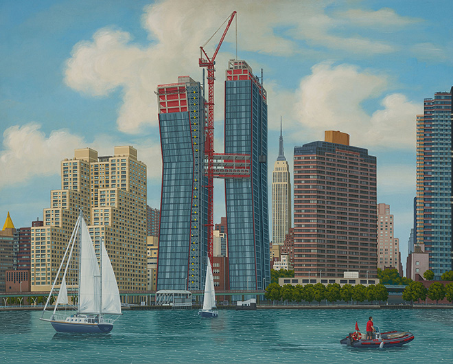 Aldo Damioli - Venezia New York, 2016 acrilico su tela, cm 80x100