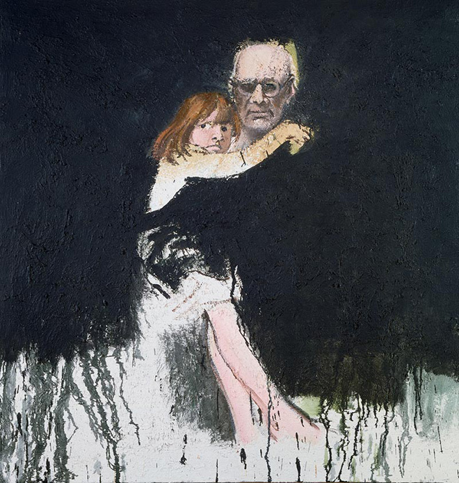 Carlo Mattioli - Autoritratto con Anna, 1982, olio su tela, 80x70 cm, collezione privata