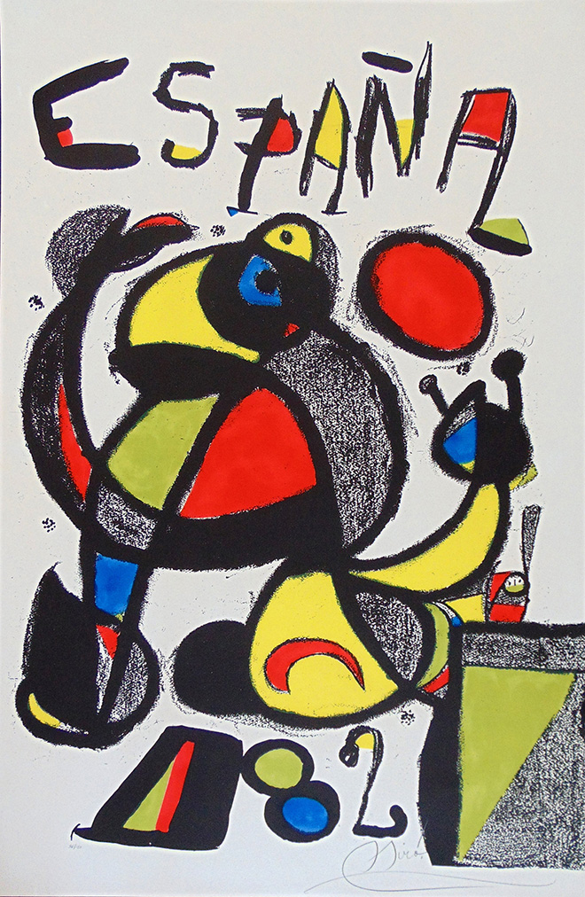 Joan Miró - Coppa del Mondo Spagna 82, 1981, litografia, cm 95,3x60
