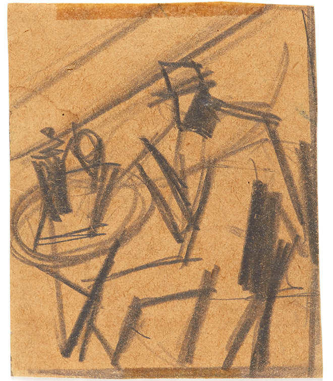 Mario Sironi - Bevitore al caffè, 1925-26, opera su carta, cm 8,7x7,2