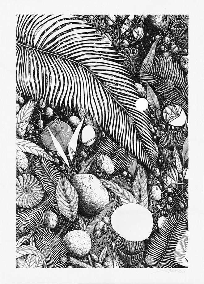 Tellas - Tropico 6, MAGMA Gallery, ink on paper 50x70 cm