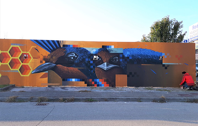 Collettivo Vida Krei (Psiko, Rash e Alessio Bolognesi) - Murales a Medolla (Modena), 2017