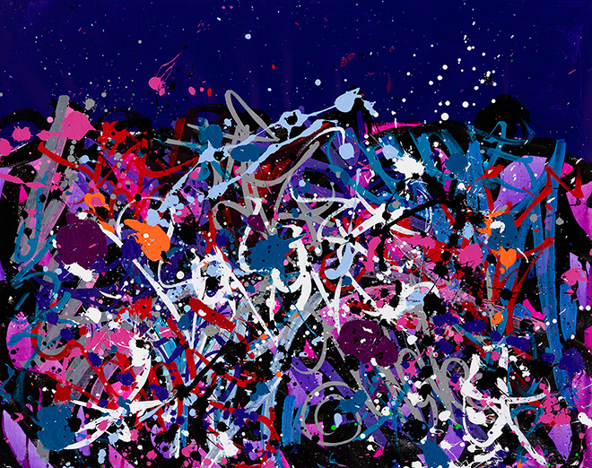 JonOne - Predictably Irrational, Acrylic and ink on canvas, 2016