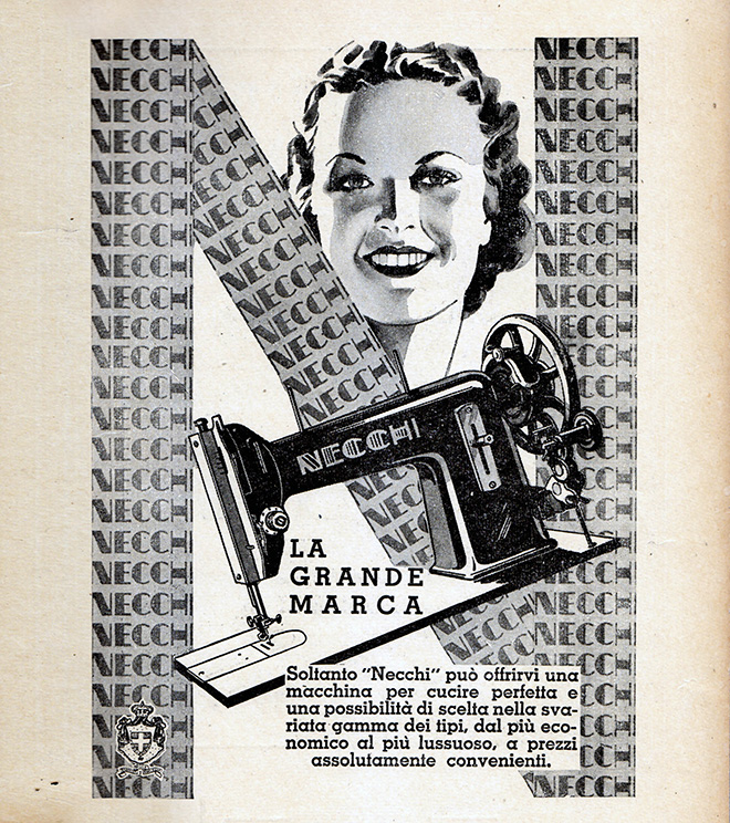 Necchi, pubblicità del 1932, Collezione IUCU