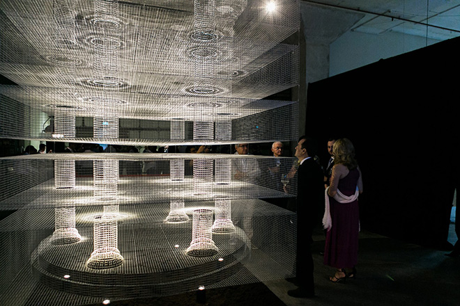 Edoardo Tresoldi - Cube Temple, an ethereal creation of wire mesh in Singapore. photo credit: ©Peter Tan