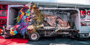 Bordalo II - Wild Wild Waste, Life is beautiful street art festival, Las Vegas, 2018. photo courtesy of: Justkids