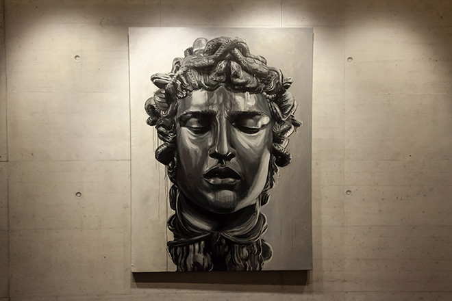 OZMO - Medusa, 200x150 cm, 2014, acrilico su pvc di recupero. Street Art Ways, exhibition Melano (CH)