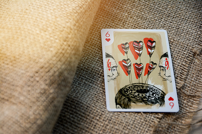 Playing Arts: Edition Zero. 6 of Hearts, illustration by Pat Perry. photo credit: @cardcollections09