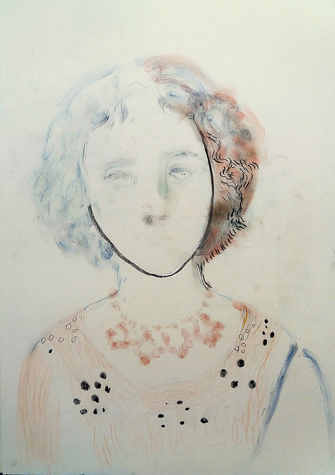 Elisa Filomena - Donna, pastelli su carta, cm. 35x48, 2018