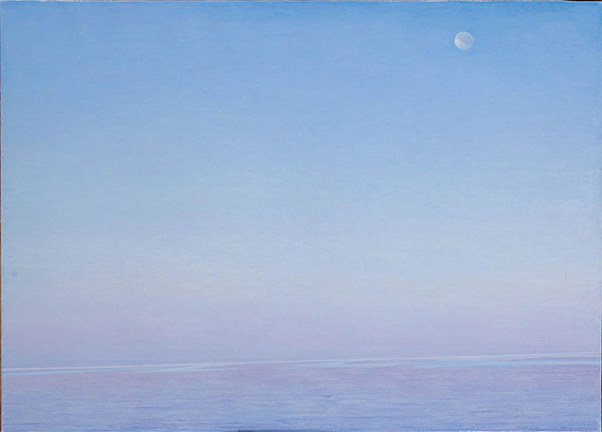 Piero Guccione - Luna d'agosto (cat. 29) - 2005, olio su tela, 76 x 105 cm, Collezione privata, Roma