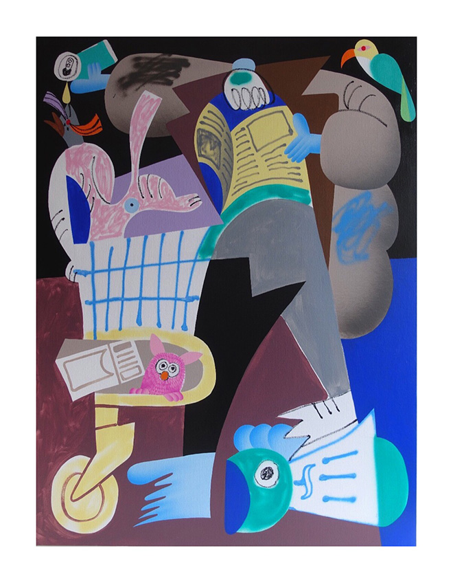 Sawe - Scrap dealer, 2019, 130x97 cm. acrylic spray paint and marker of solid paint based oil on canvas