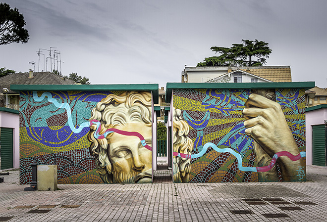 Beau Stanton - Murale al Mercato Menofilo di Roma, realizzato per il progetto MURo mARkeT nel programma del MURo Festival 2019. photo credit: Oscar Giampaoli