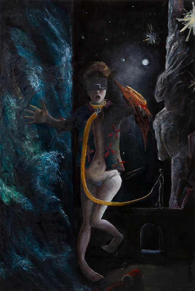 Chiara Donadei - Laika, 2018-19, tecnica mista su tela, 120x80 cm
