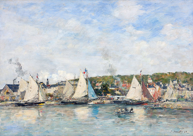 Eugene Louis Boudin - Il porto di Trouville, 1893, olio su tela