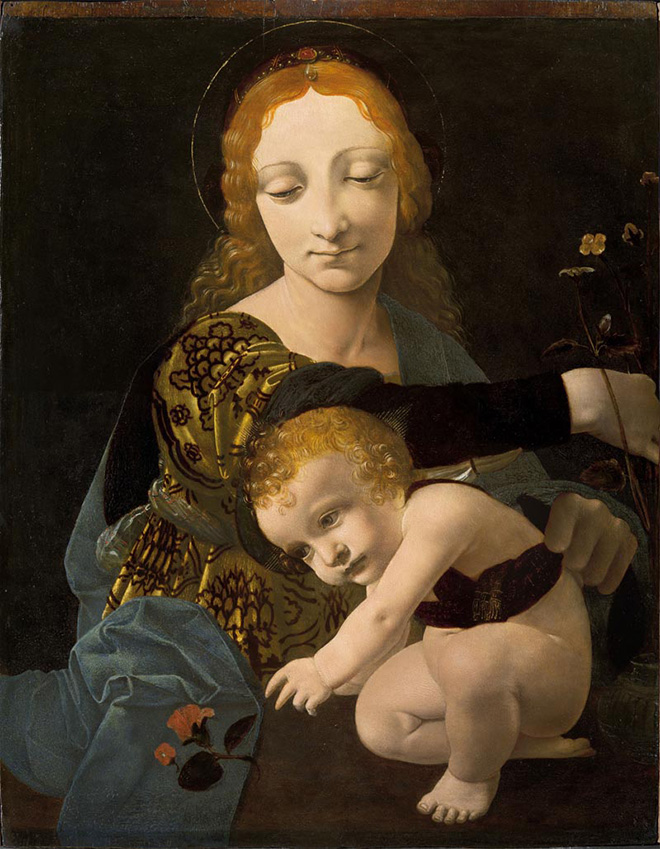 Giovanni Antonio Boltraffio (Milano, 1467 - 1516) - Madonna con Bambino (Madonna del fiore) . Olio su tavola, c. 1487 – 1488. © Milano, Museo Poldi Pezzoli, inv. 1609