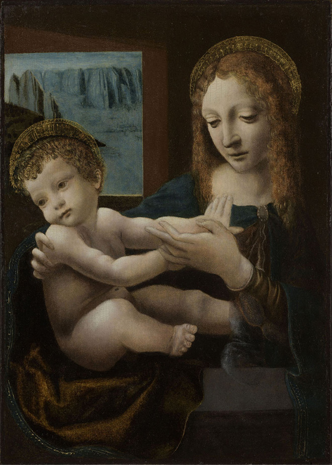 Pittore lombardo, seguace di Leonardo da Vinci - Madonna con il Bambino. Olio su tavola, c. 1505-1510, © Collezione privata 