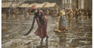 Giovanni Sottocornola - Fuori Porta, 1891, olio su tela, 135x220 cm, firmato e datato in basso a sinistra G. Sottocornola 1891. Collezione privata