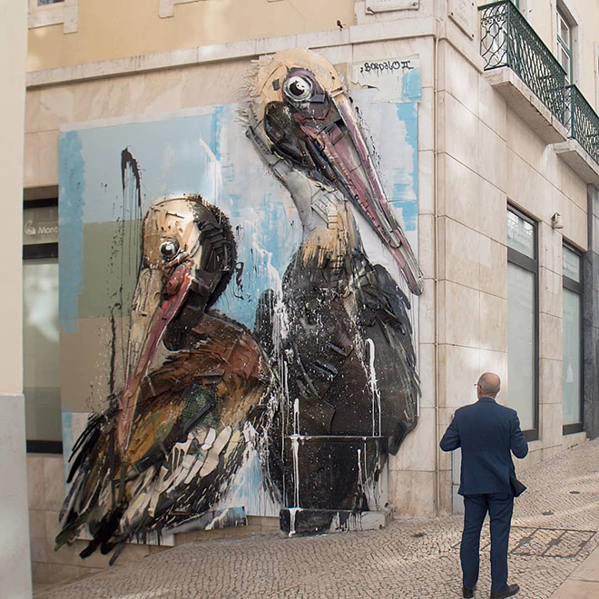 Bordalo II - Pelicans, Lisbon, 2020. photo credit: Mike Doorline