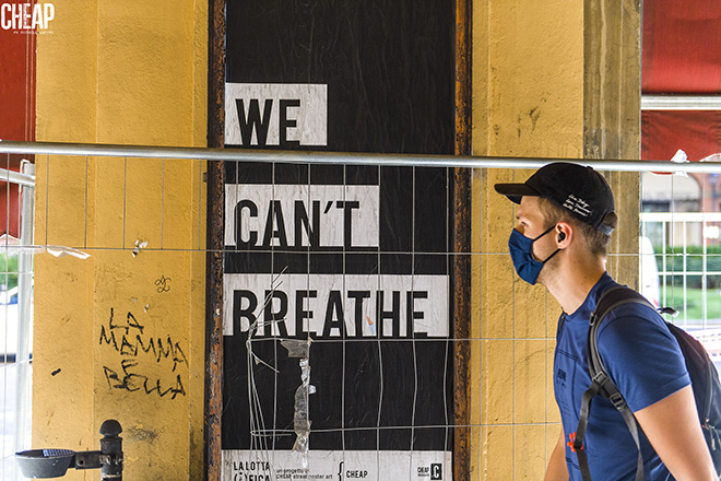 We can't breathe - La lotta è FICA, Bologna, 2020. Un progetto di public art di CHEAP. photo credit: Michele Lapini