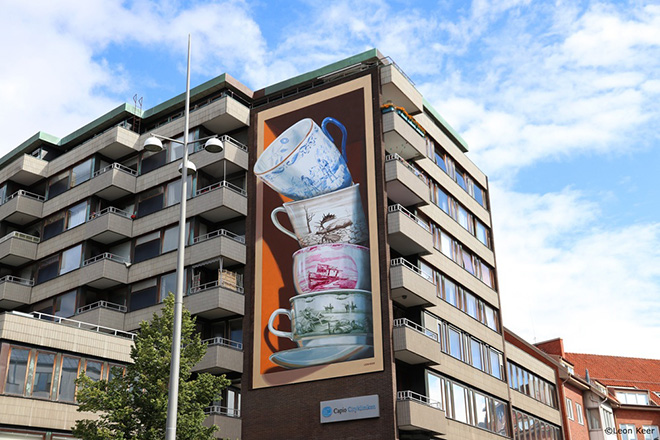 Leon Keer - Shattering, mural in Helsingborg, Sweden, 2020. photo credit: ©Leon Keer