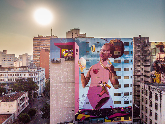 Lidia Viber - Mural for CURA - Urban Art Circuit, Belo Horizonte (Brazil). photo credit: Instagrafite