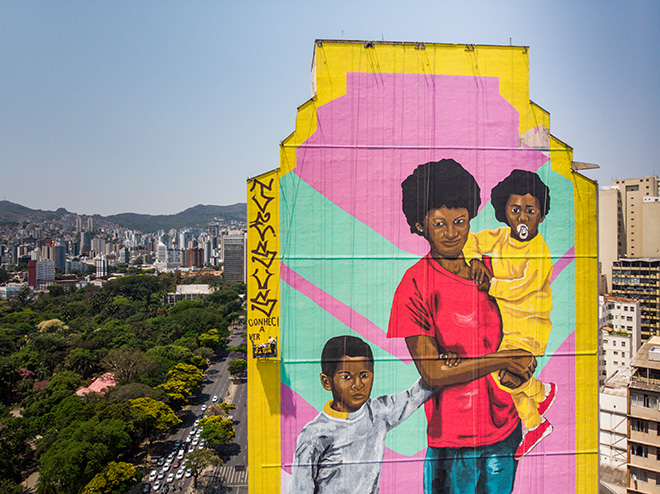 Robinho Santana - Mural for CURA - Urban Art Circuit, Belo Horizonte (Brazil). photo credit: Instagrafite