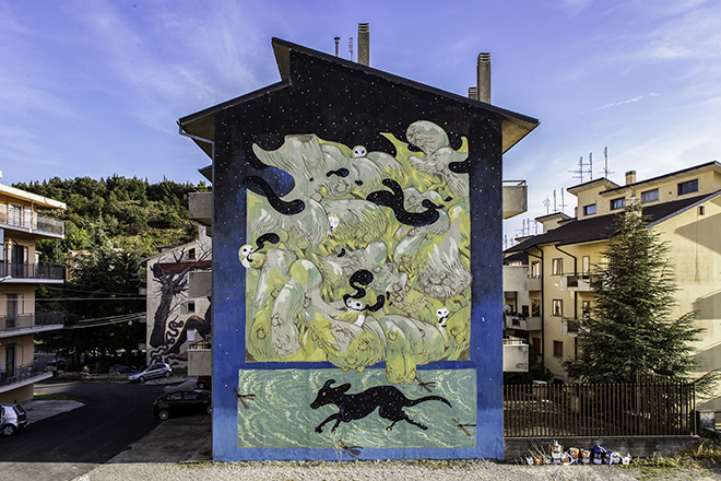 Hitnes - I mangiatori di notte, AppARTEngo, murale a Stigliano (MT), Italy