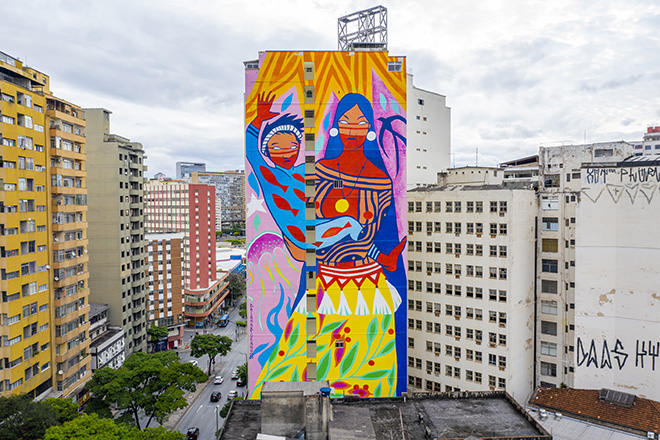 Daiara Tukano - Mural for CURA - Urban Art Circuit, Belo Horizonte (Brazil). photo credit: Caio Flavio