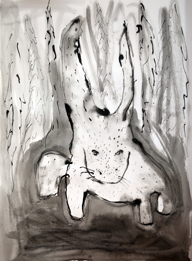 Yuval Avital, Untitled, 2020, china su carta / India ink on paper, 40 x 28,5 cm