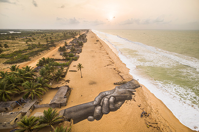Saype - Beyond Walls, Ouidah, Benin. photo credit: Valentin Flauraud (@Vflpix)
