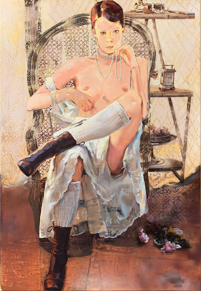 Paulina Olowska, Loveress, 2020, oil on canvas, 160x110cm, Collection Philippe Dutilleul-Francoeur