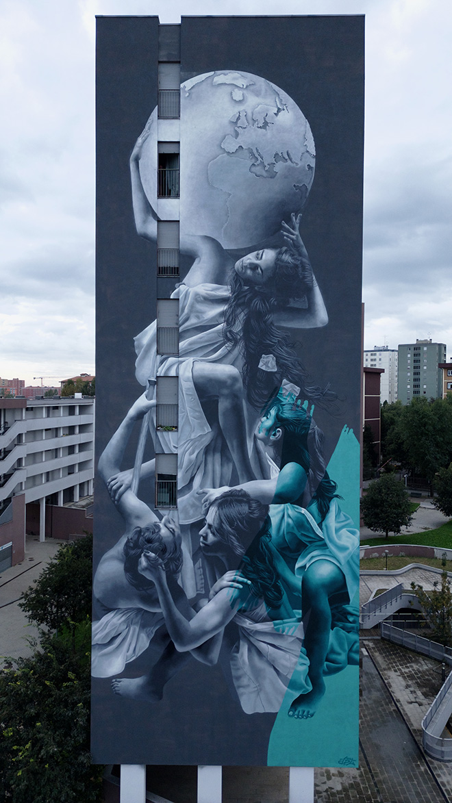 JDL - Atlas, Murale, Quartiere Gallaratese, Milano. Photo credit: Wit Design SRL