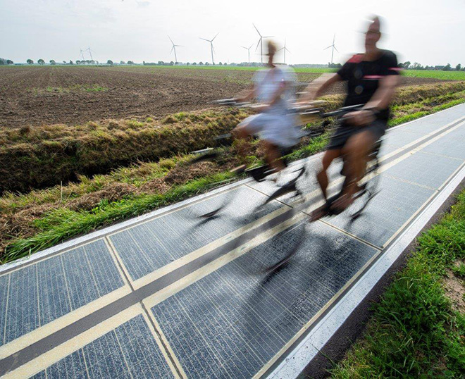 Pista ciclabile Wattway nei Paesi Bassi. Photo credit: Oscar Timmers