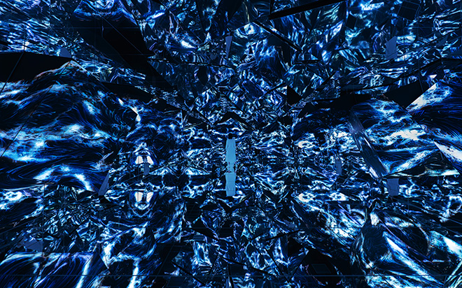 teamLab, Black Waves - Megalith Crystal Formation (work in progress), 2023 (work in progress), Digital Installation, Sound: Hideaki Takahashi © teamLab, courtesy Pace Gallery