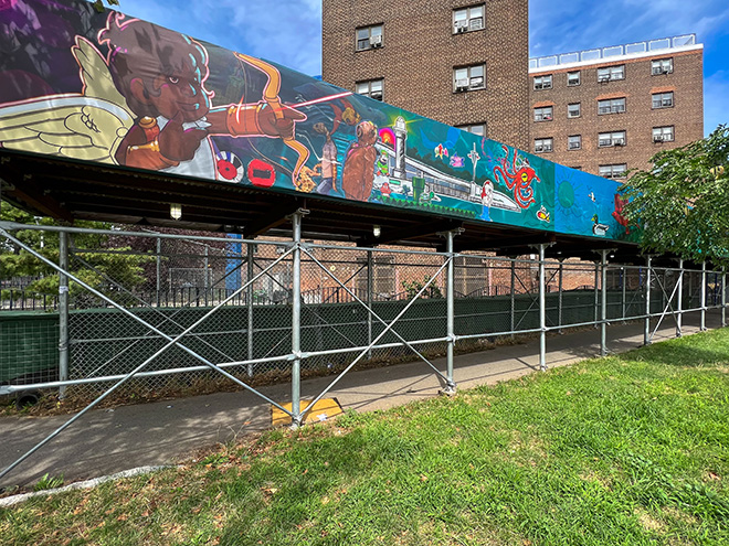 Astoria Houses, New York.  Artwork by Geobany Rodriguez. Photo credit: Paul Katcher