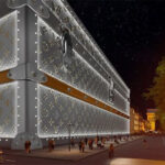 A Parigi il cantiere per il nuovo Hotel Louis Vuitton si trasforma in un gigante baule monogram