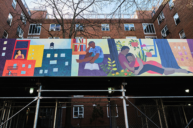 Woodside houses, 49th street, New York. Artwork by Colleen Kong Savage. Photo credit: Art Bridge