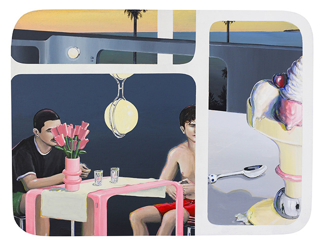 Jean Bosphore - Le dessert est servi, 2023, 30x40 cm. acrylic on wood panel